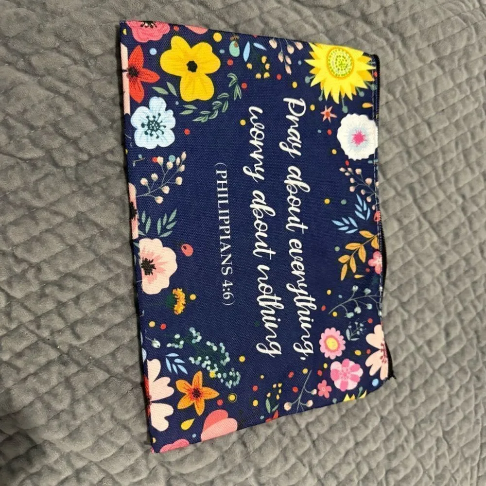 Floral Scripture Pouch – “Pray About Everything” Philippians 4:6